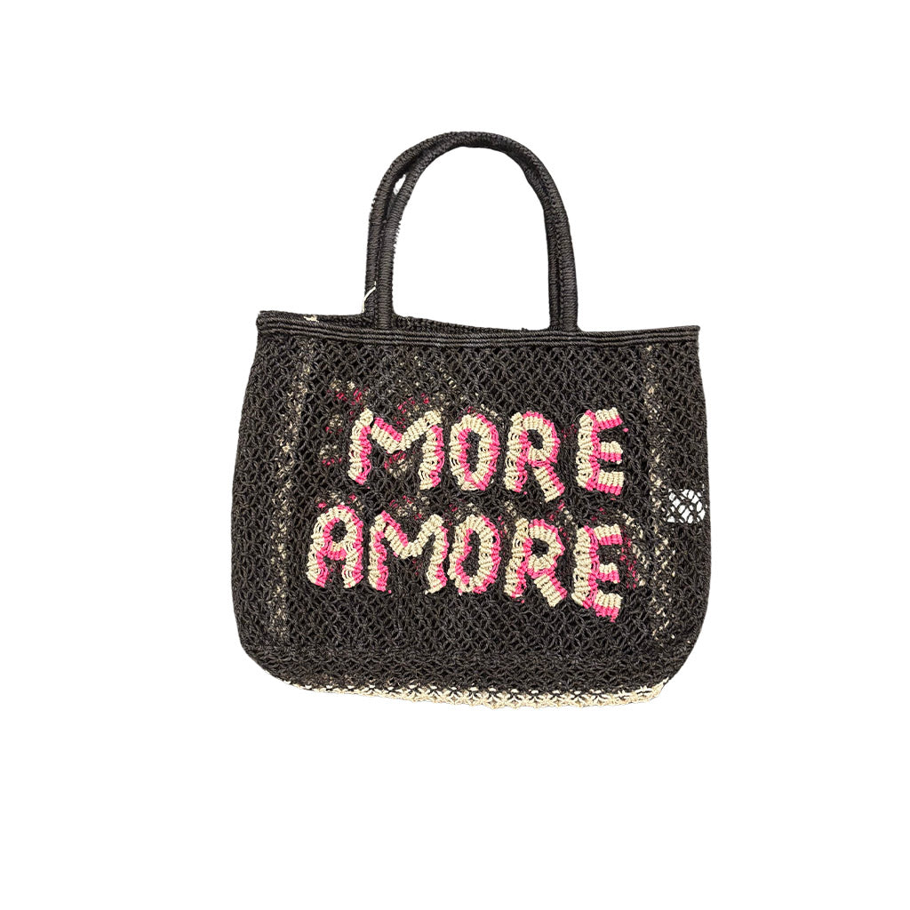 The Jacksons More Amore Woven Jute Bag - Black / Natural / Pink - Collector Store Sydney
