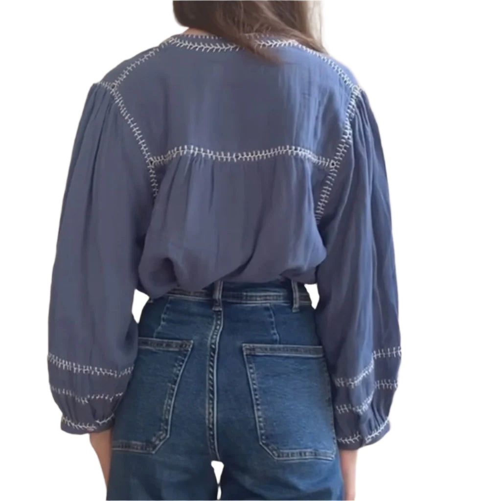 Marie Louise De Monterey - Amelie Feather Stitch Blue - Collector Store