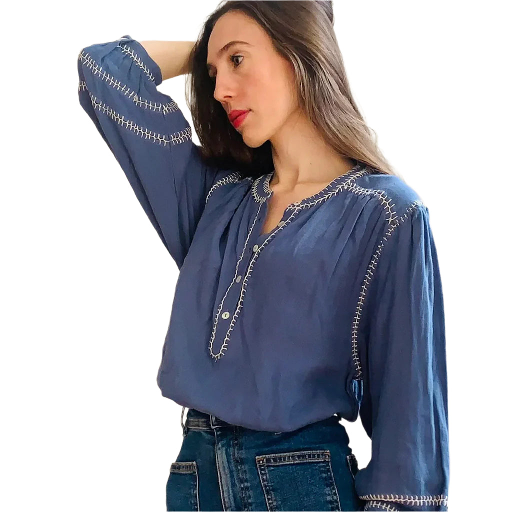 Marie Louise De Monterey - Amelie Feather Stitch Blue - Collector Store