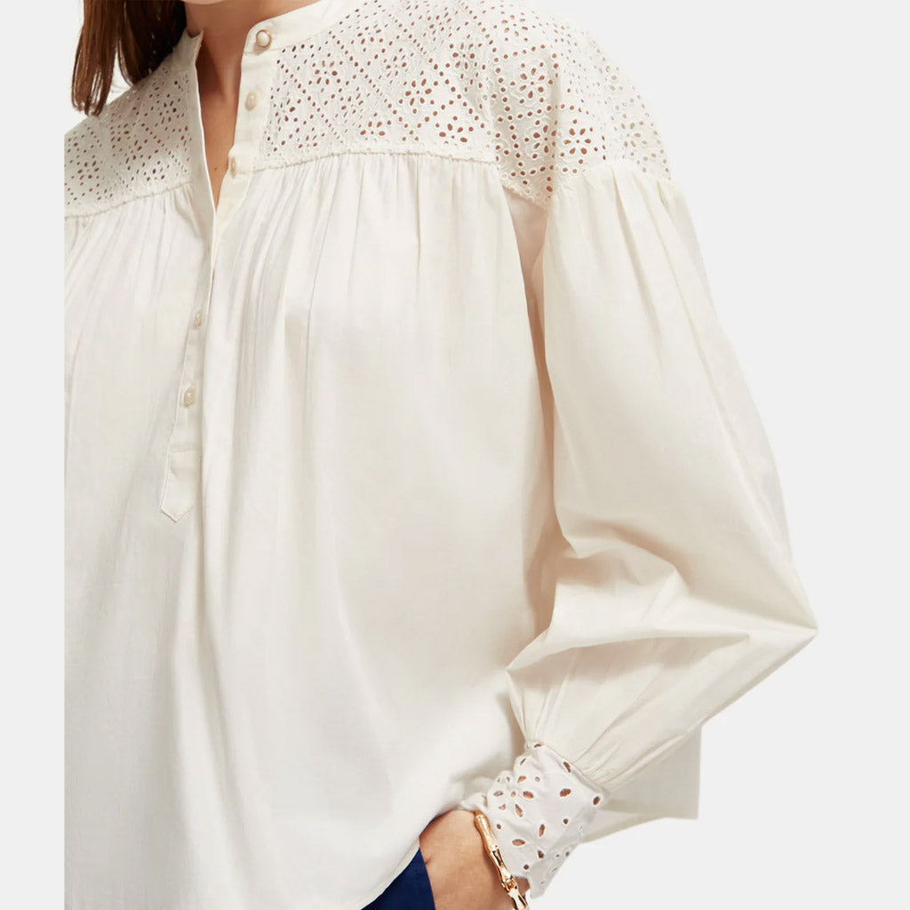 Scotch & Soda : Broderie anglaise blouse : Ecru - Collector Store