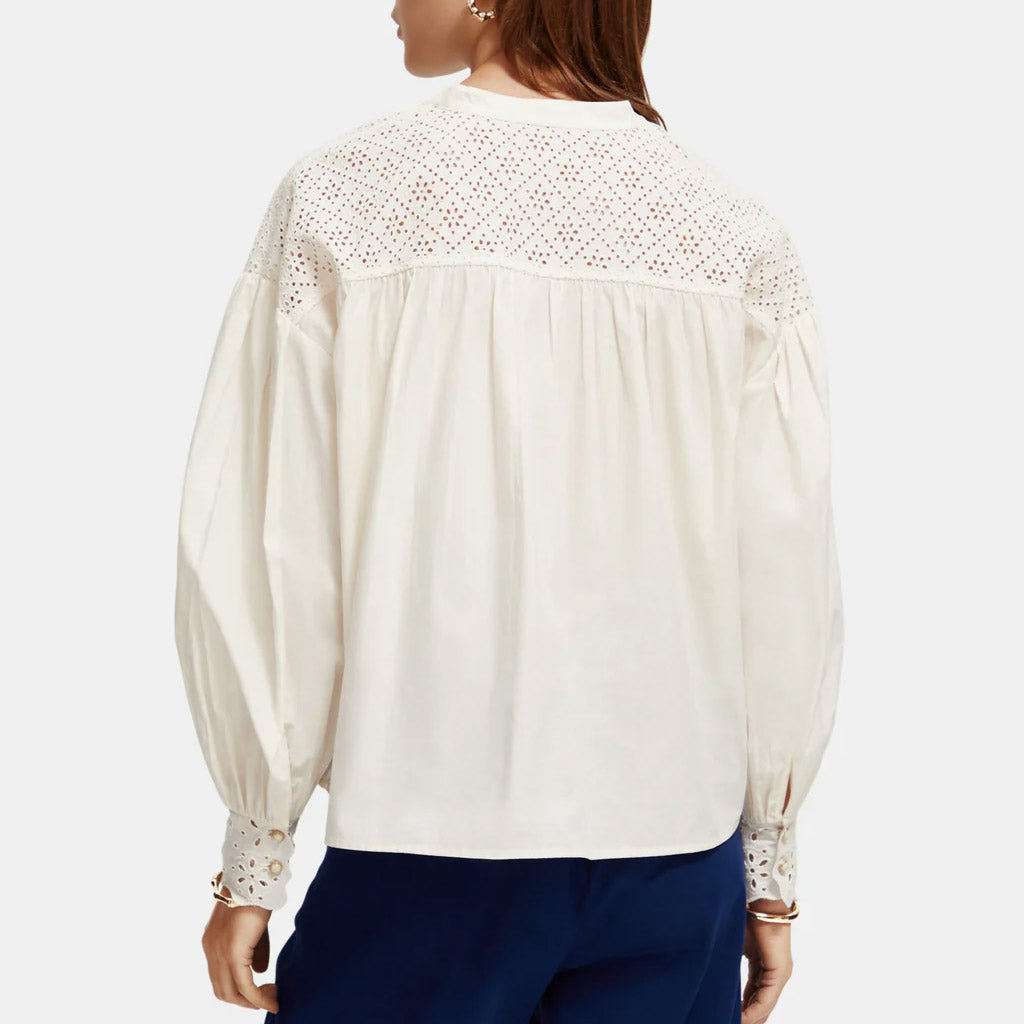 Scotch & Soda : Broderie anglaise blouse : Ecru - Collector Store