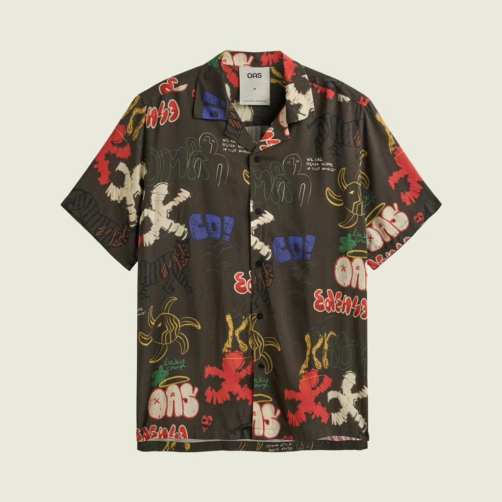 OAS Viscose Rocco Shirt Pattern - Dark Graffitti - Collector Store