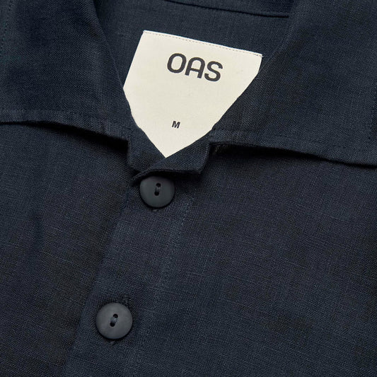 OAS Dark Navy Girona Linen Shirt - Collector Store Sydney