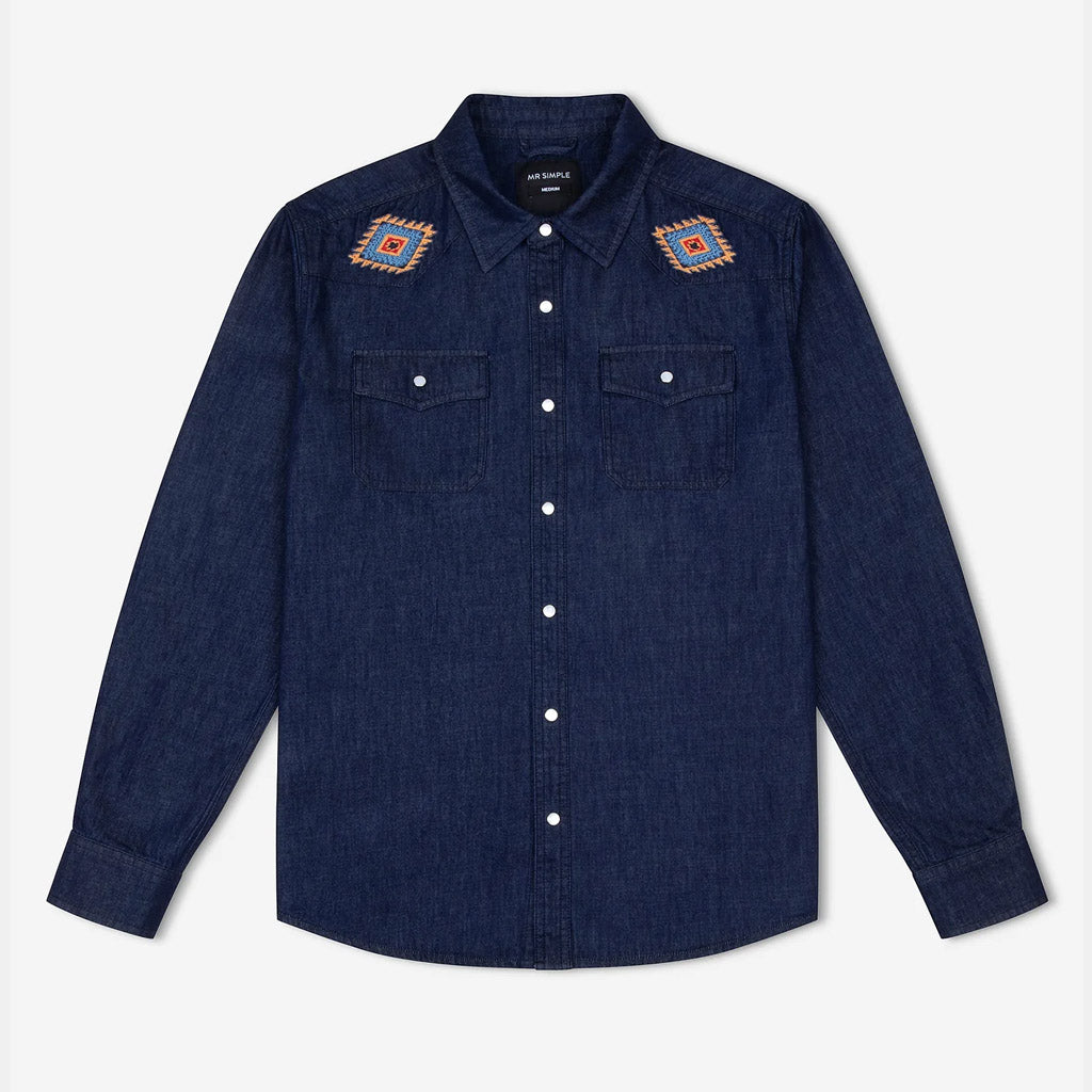 MR SIMPLE : WESTERN LS SHIRT : Raw Blue - Collector Store