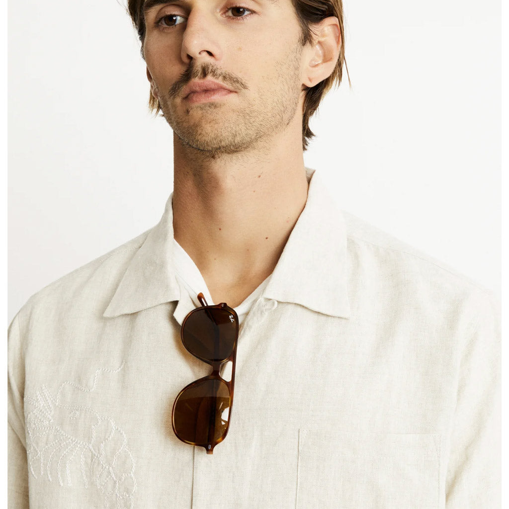 Mr Simple Huck Embroided - New Art SS Shirt - Natural - Collector Store