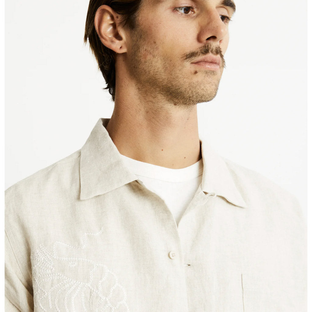 Mr Simple Huck Embroided - New Art SS Shirt - Natural - Collector Store