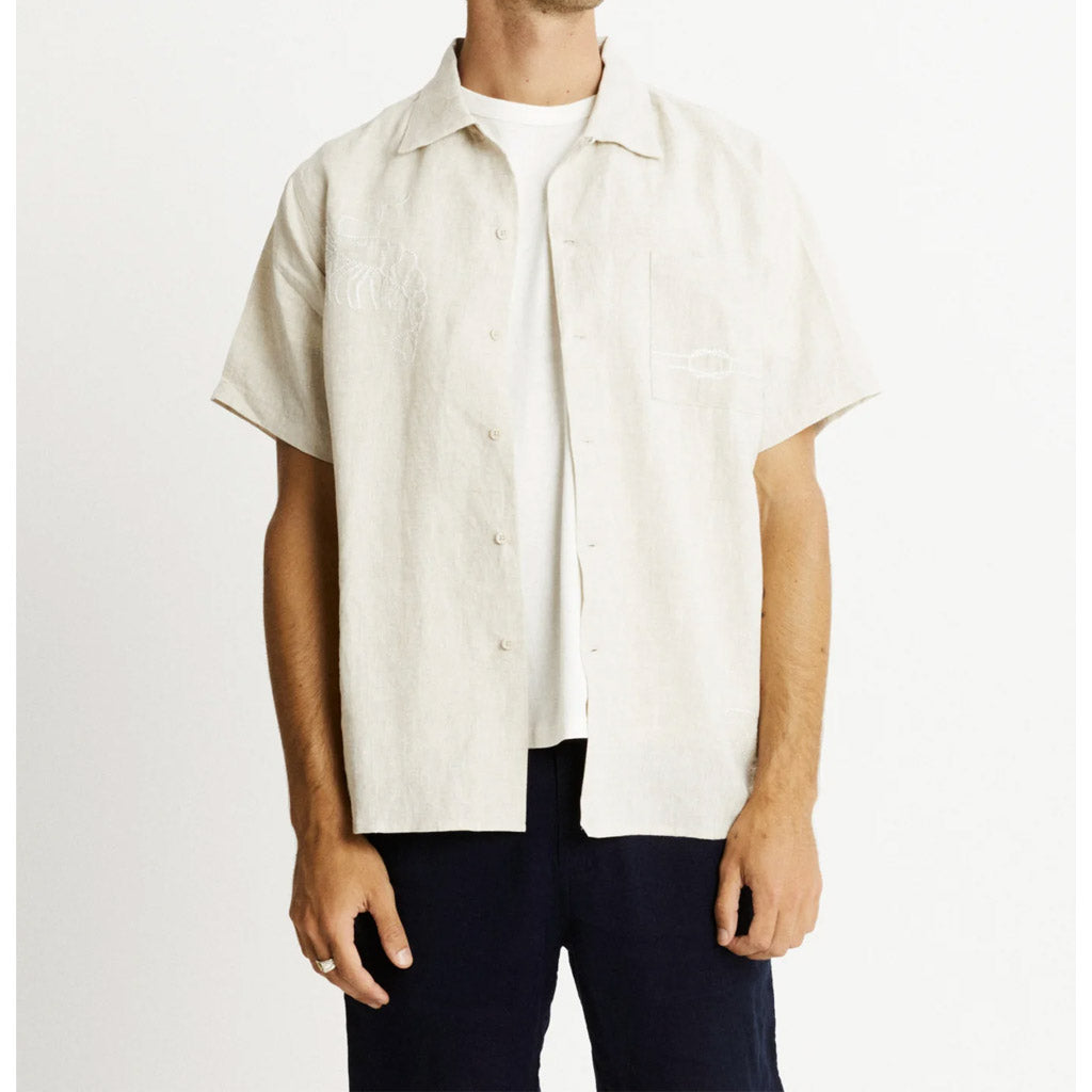 Mr Simple Huck Embroided - New Art SS Shirt - Natural - Collector Store