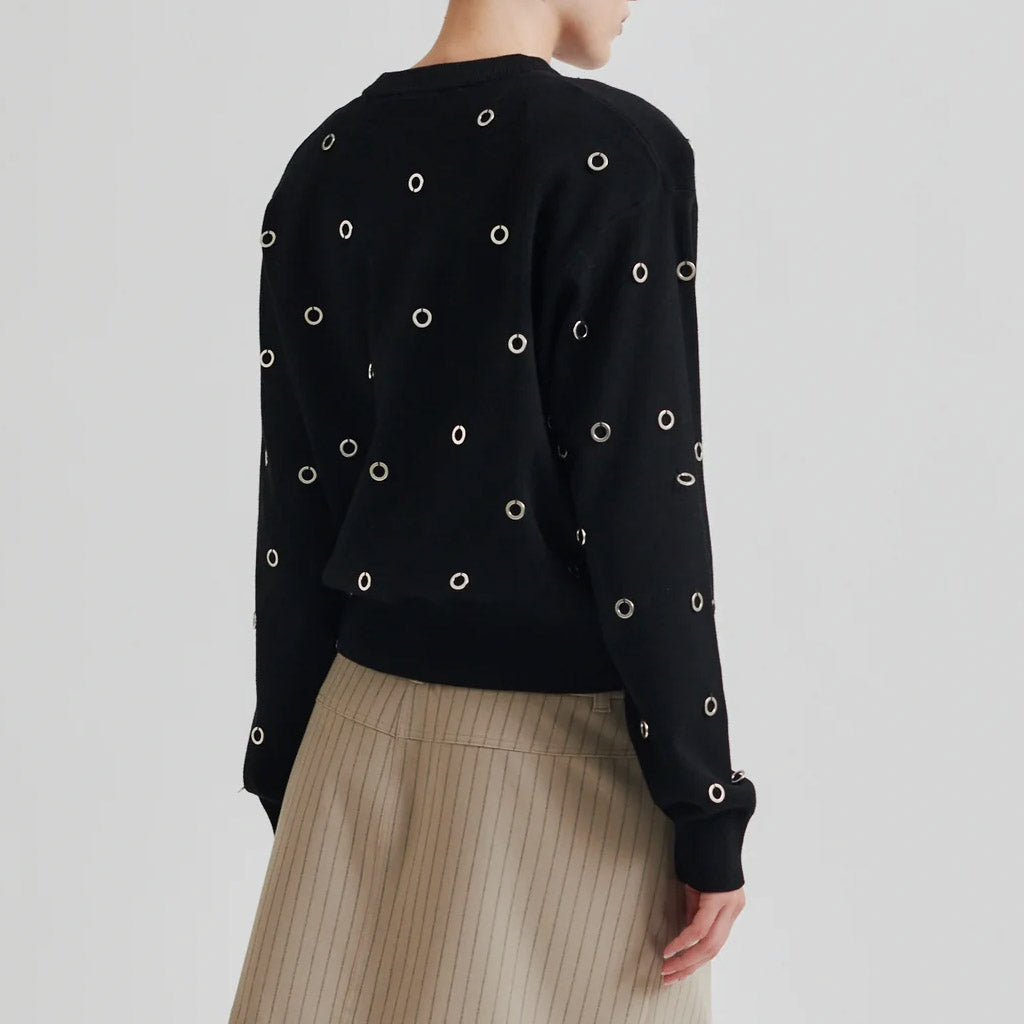 Second Female Stinne Eyelet Knit Black - Collector Store