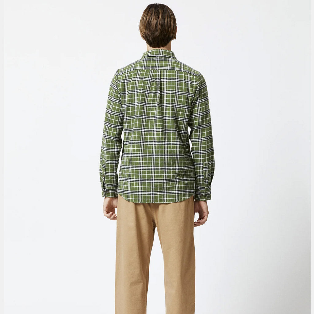 MR SIMPLE : CLASSIC FLANNEL LS SHIRT : Olive - Collector Store