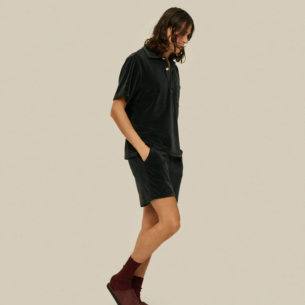 OAS Girona Velour Shirt - Nearly Black - Collector Store