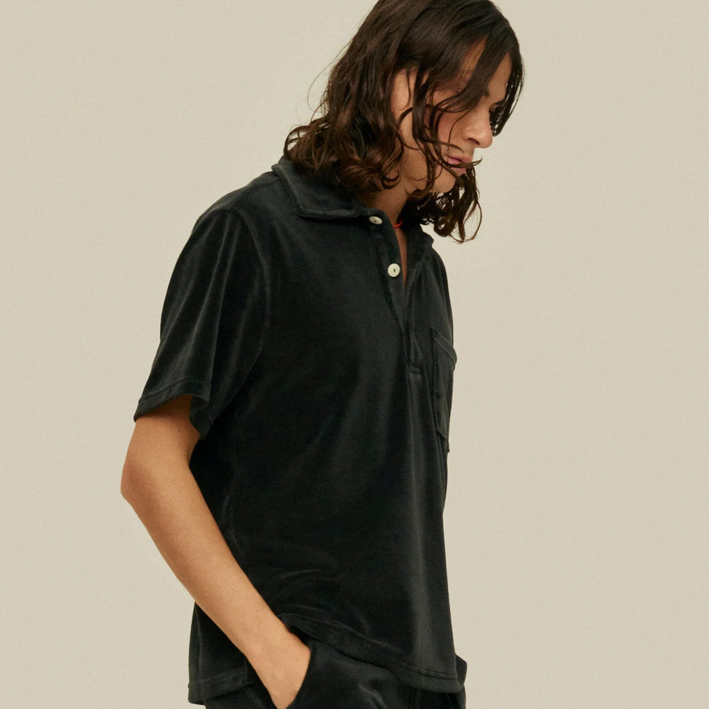 OAS Girona Velour Shirt - Nearly Black - Collector Store