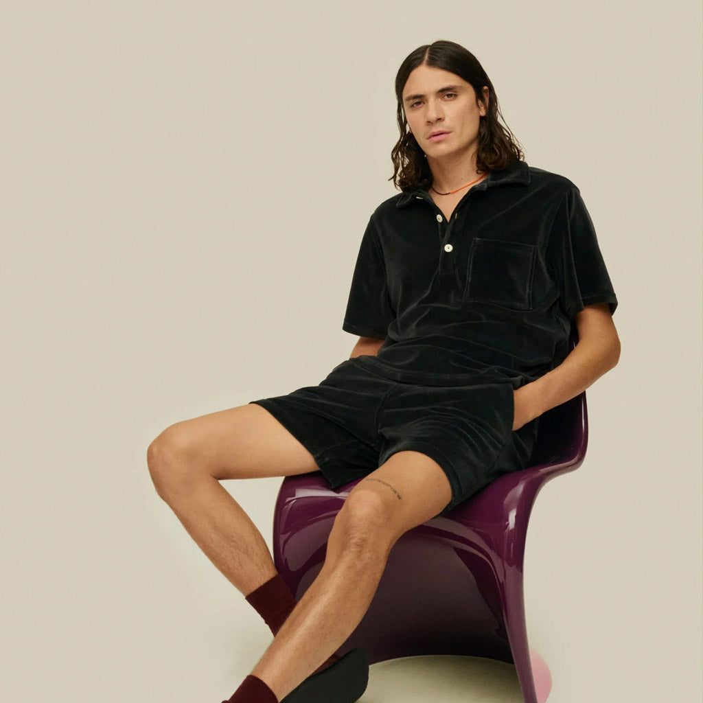 OAS Girona Velour Shirt - Nearly Black - Collector Store