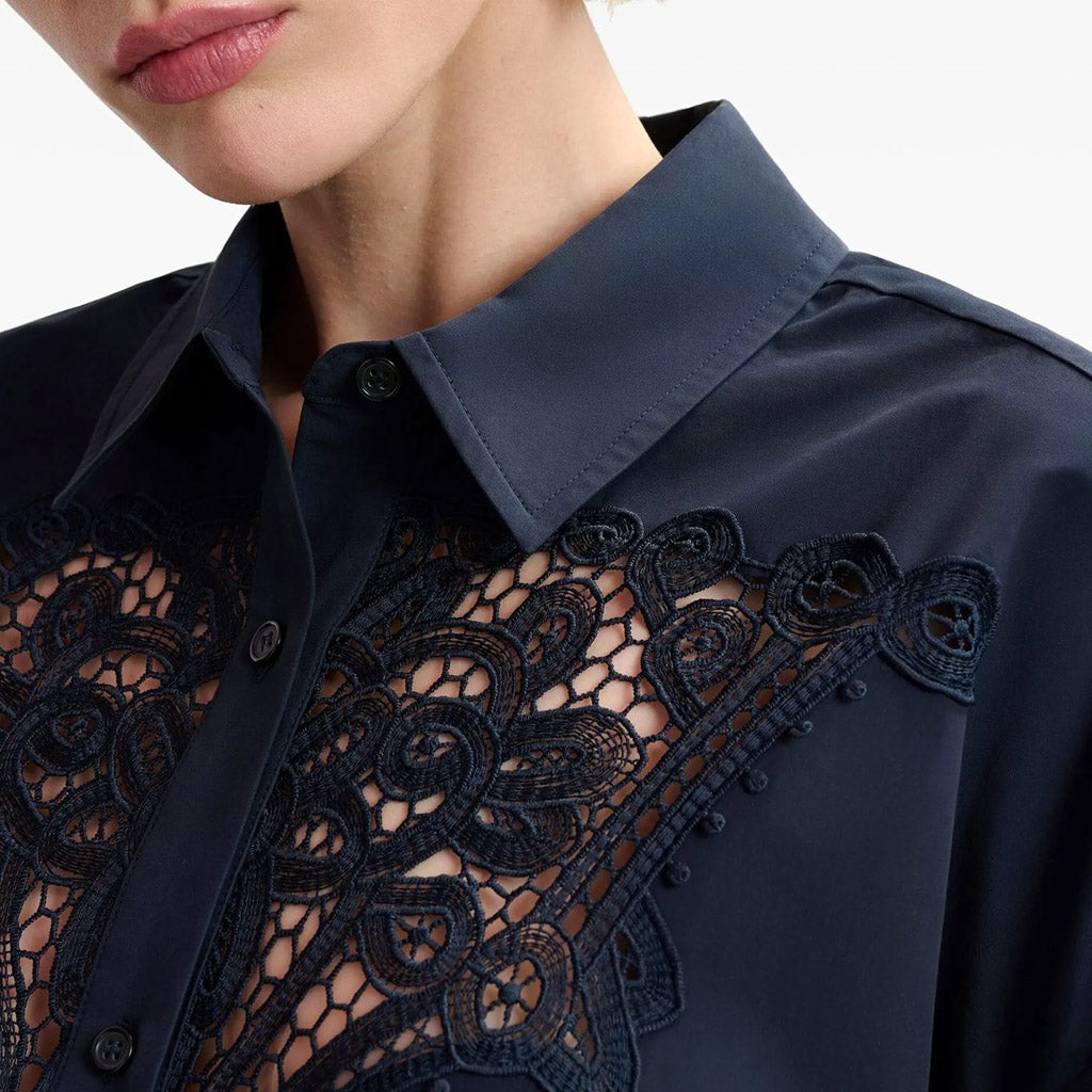 Essentiel Antwerp | Hoofd lace Panel Shirt Sapphire - Collector Store