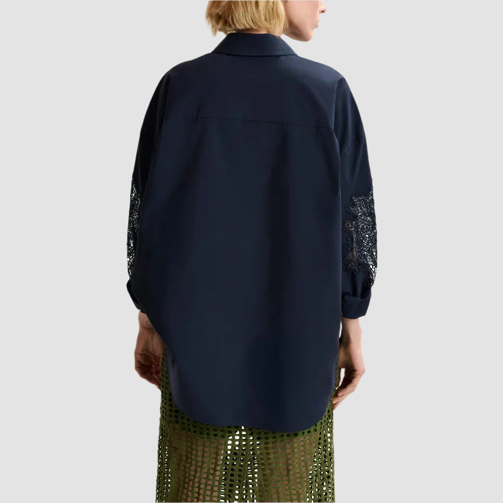 Essentiel Antwerp | Hoofd lace Panel Shirt Sapphire - Collector Store
