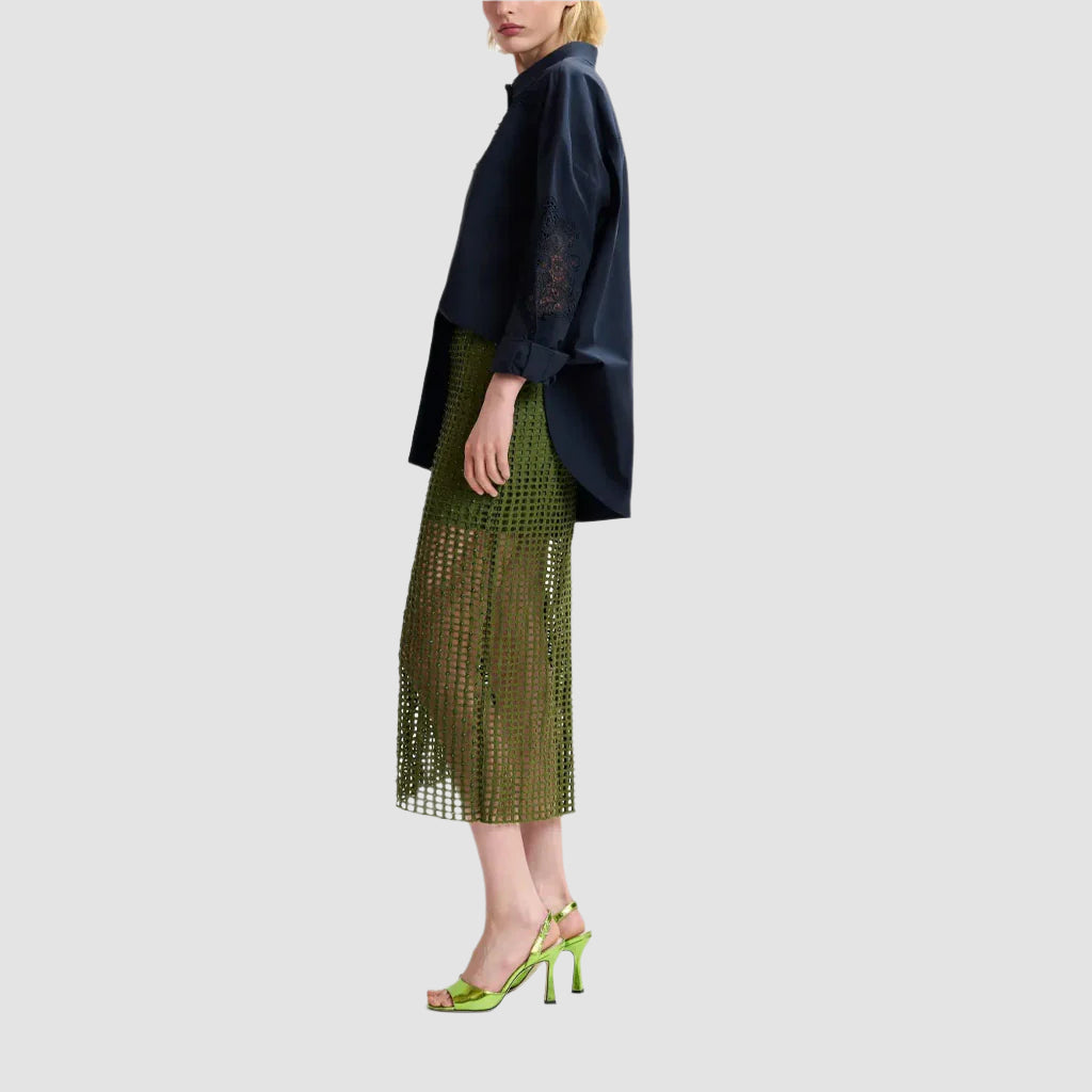 Essentiel Antwerp | Hoofd lace Panel Shirt Sapphire - Collector Store