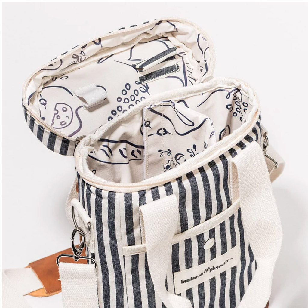 WINE COOLER TOTE BAG - LAURENS NAVY STRIPE - Collector Store