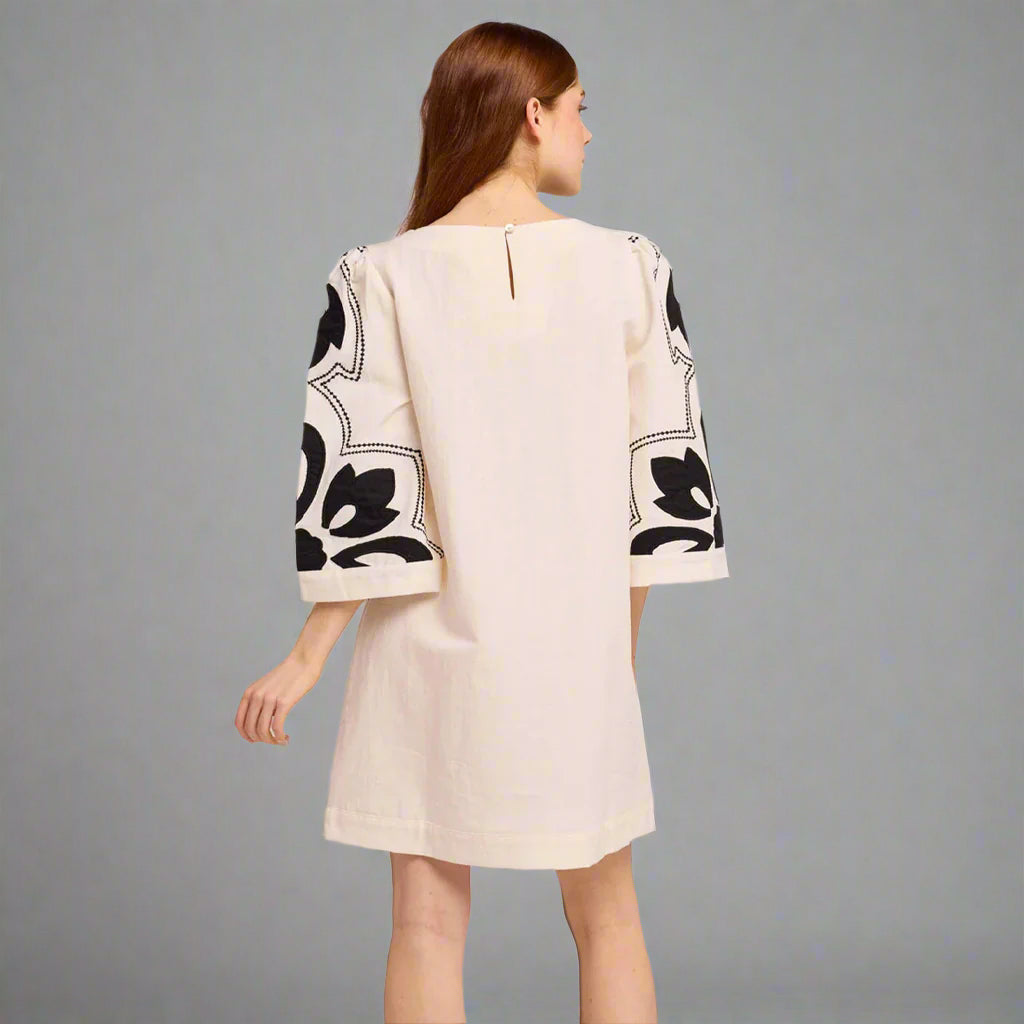 Louizon MIRAEL Applique Shift Dress - Ecru - Collector Store
