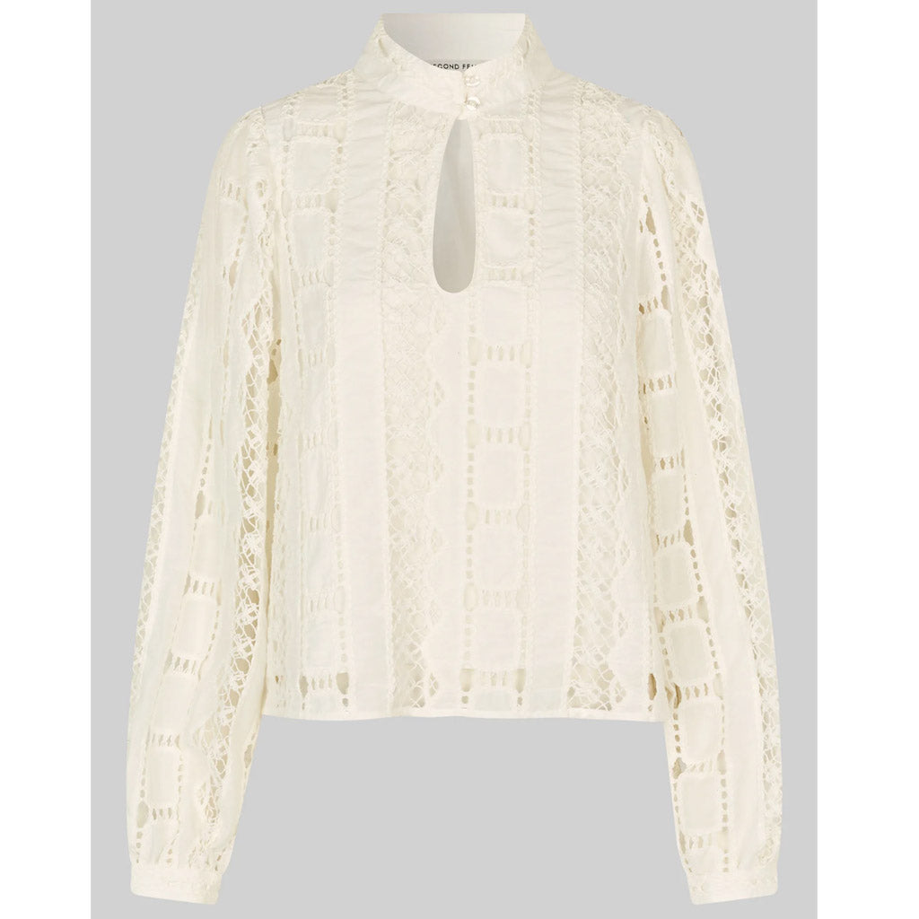 Second Female Millina Broderie Blouse Coconut Milk - Collector Store