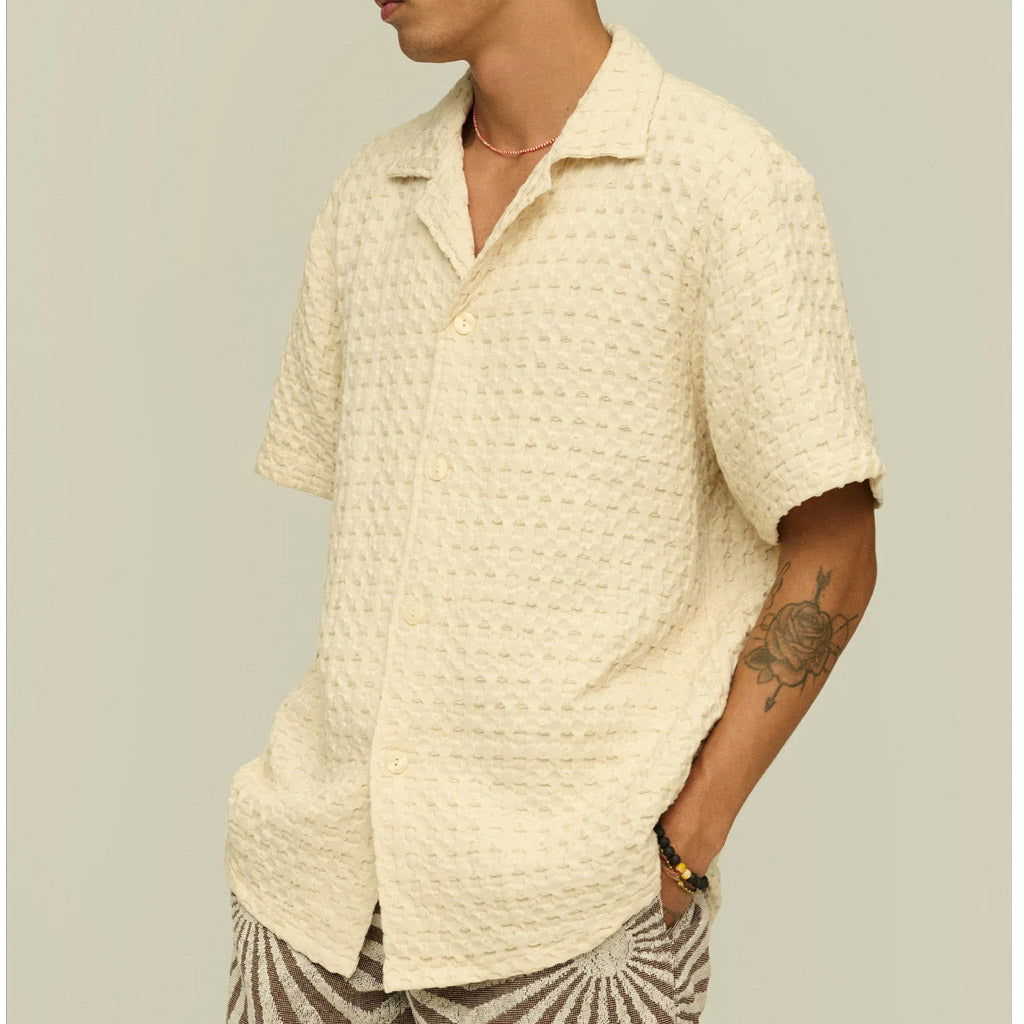 OAS Ecru Cuba Waffle Shirt - Collector Store