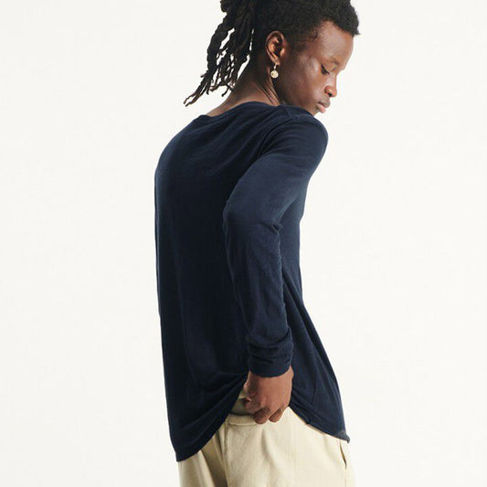 American Vintage Mens Round Neck L/S Tee - Bysapick - Navy - Collector Store Sydney