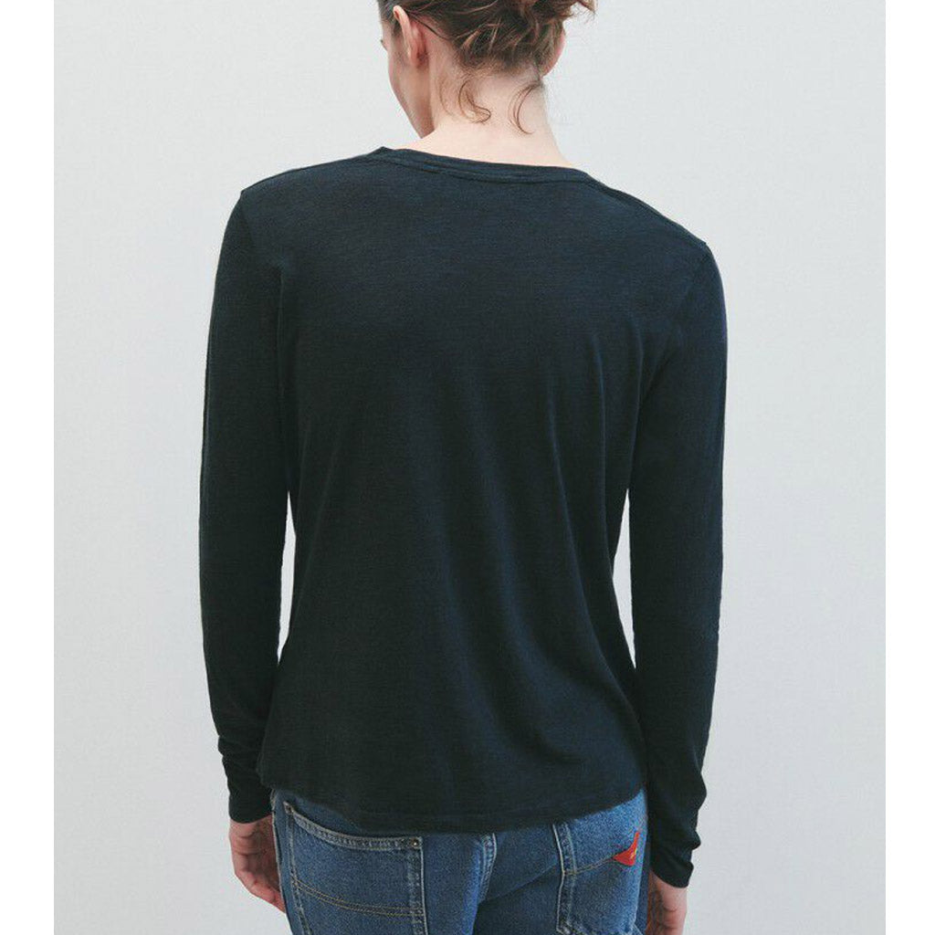American Vintage Jacksonville L/S Round Scoop Neck - Navy - Collector Store
