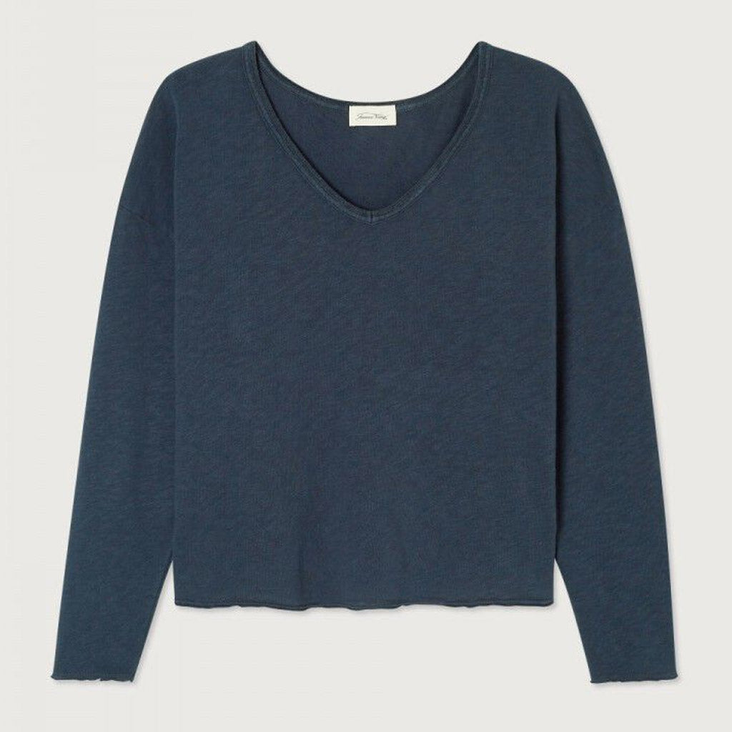 American Vintage L/S V Neck Tee - Sonoma - Vintage Navy Blue - Collector Store