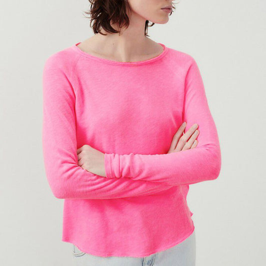 American Vintage Sonoma L/S Round Neck Tee - Fluro Acid Pink - Collector Store Sydney