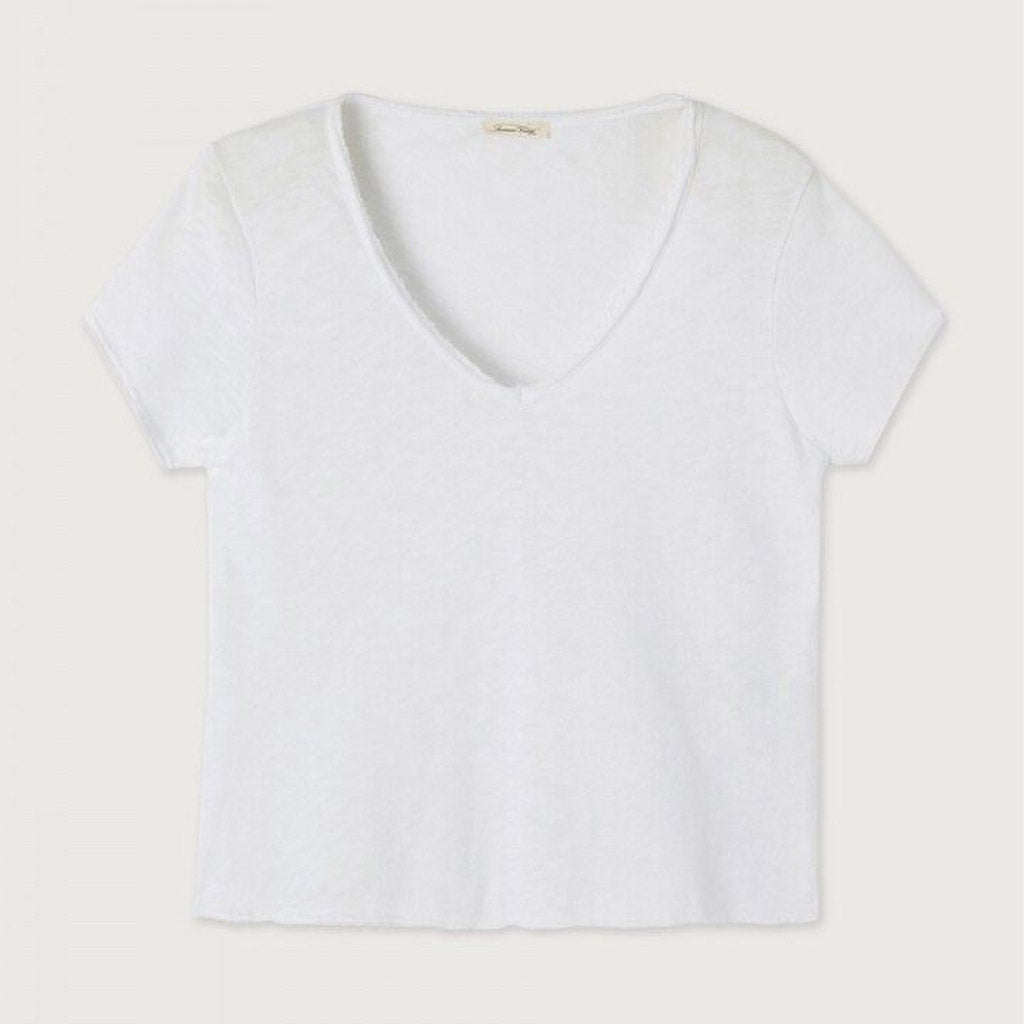 American Vintage Sonoma Cotton V Neck Tee - BLANC - Collector Store
