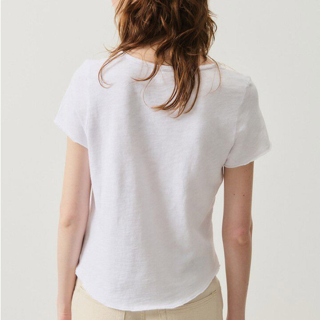 American Vintage Sonoma Cotton V Neck Tee - BLANC - Collector Store