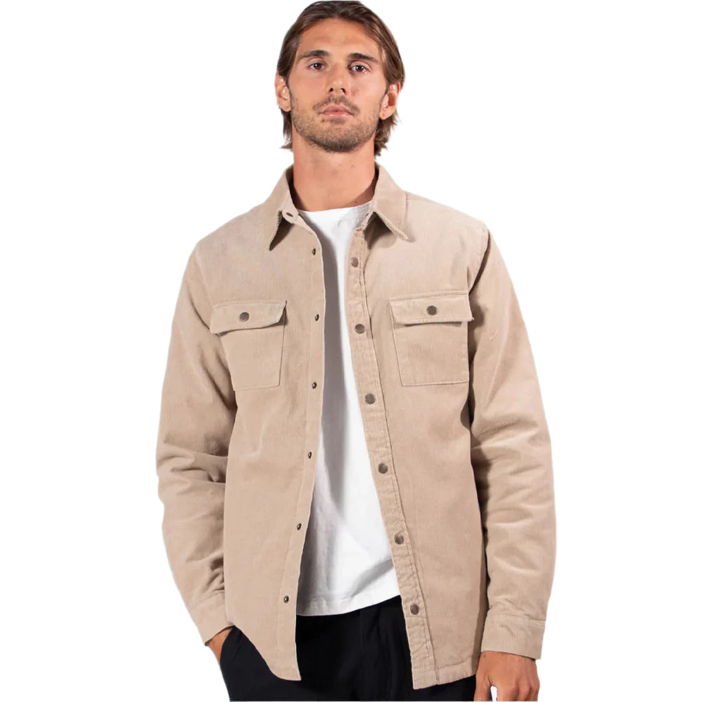 MR SIMPLE : Quilted Cord Jacket - Stone - Collector Store