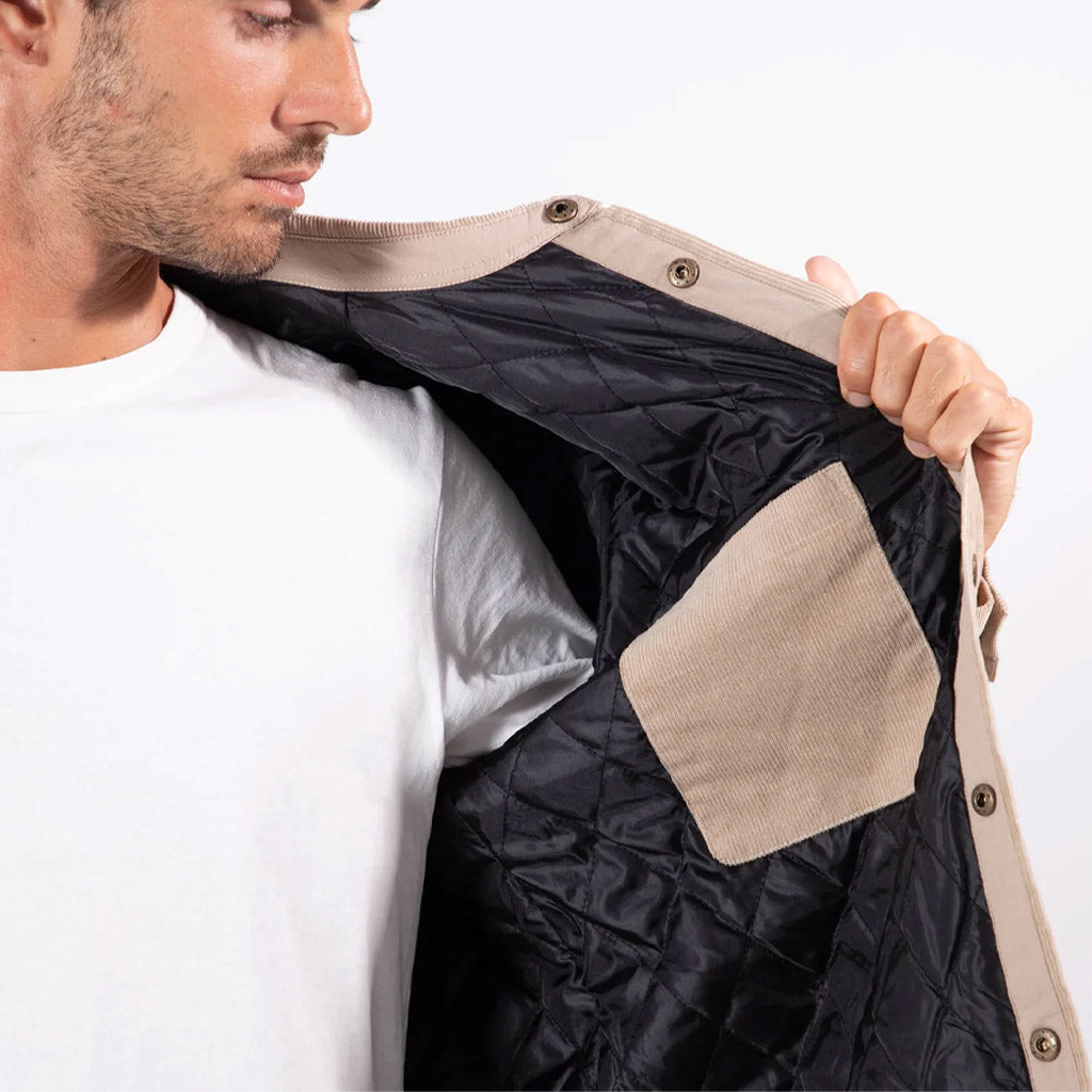 MR SIMPLE : Quilted Cord Jacket - Stone - Collector Store