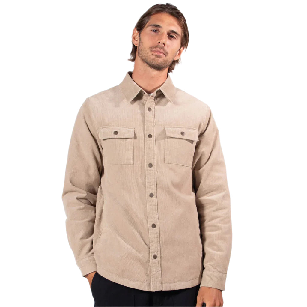 MR SIMPLE : Quilted Cord Jacket - Stone - Collector Store