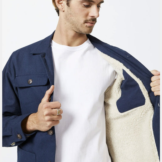 Mr Simple STOCKYARD SHERPA JACKET : NAVY - Collector Store Sydney