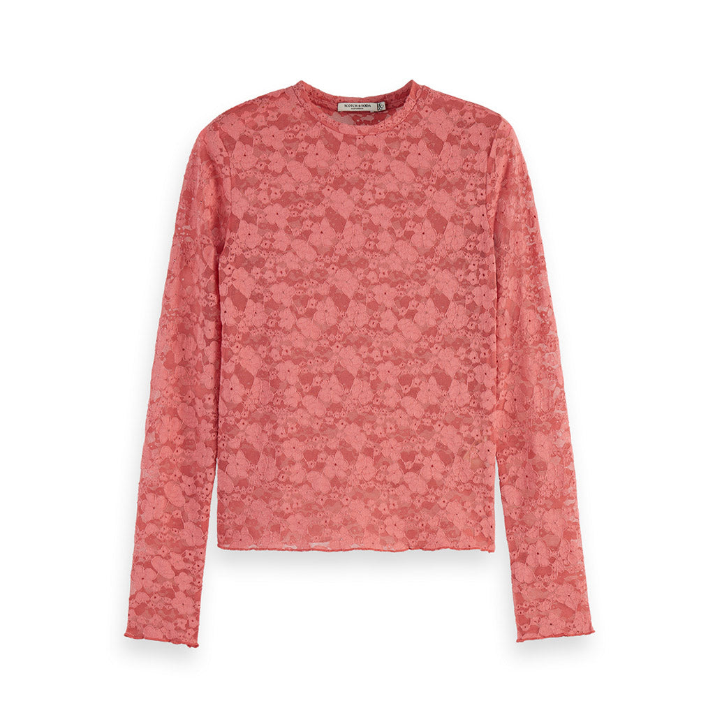 Floral lace top Dusty Red - Scotch & Soda - Collector Store