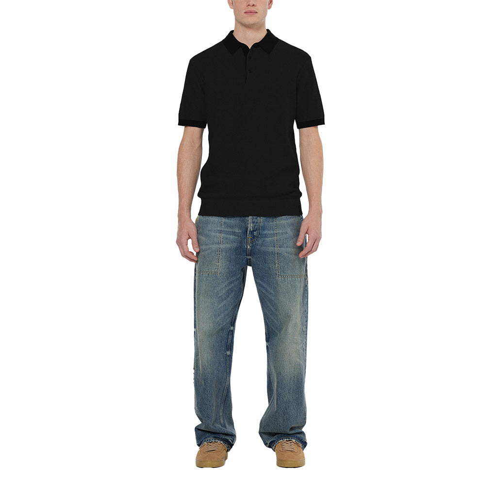 Knitted Polo Black - Scotch & Soda - Collector Store