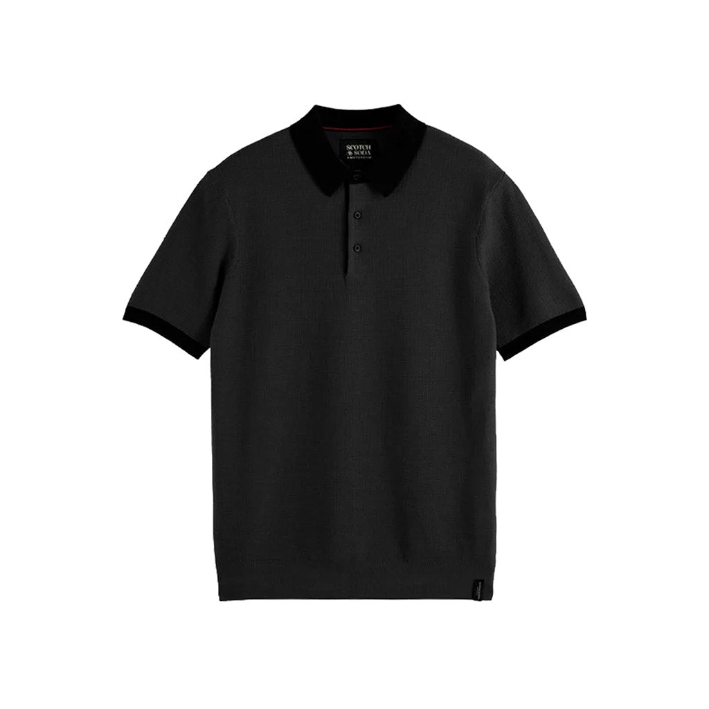 Knitted Polo Black - Scotch & Soda - Collector Store