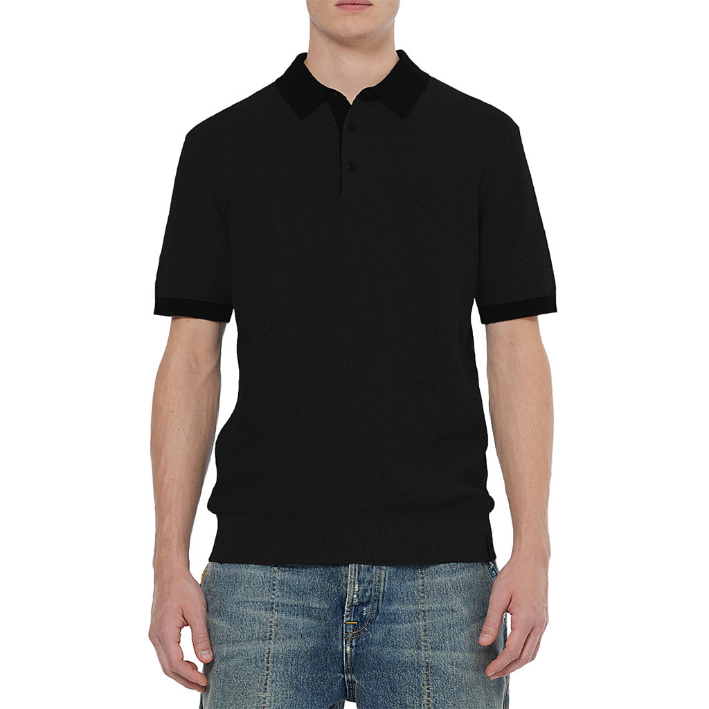 Knitted Polo Black - Scotch & Soda - Collector Store