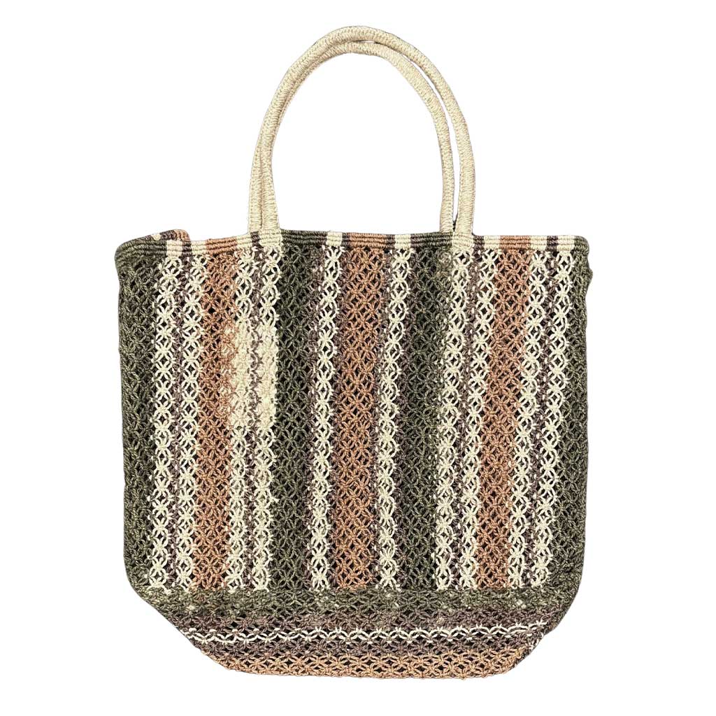 The Jacksons STRIPES OLIVE Jute Bag - Olive 45