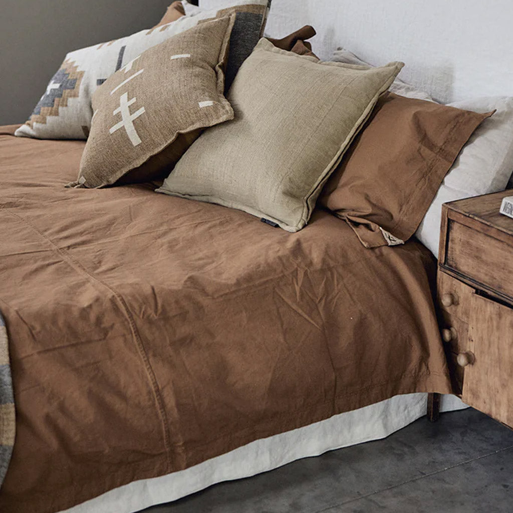 Pony Rider | Queen | Organic Canvas Duvet Cover | Toffee Brown - Collector Store