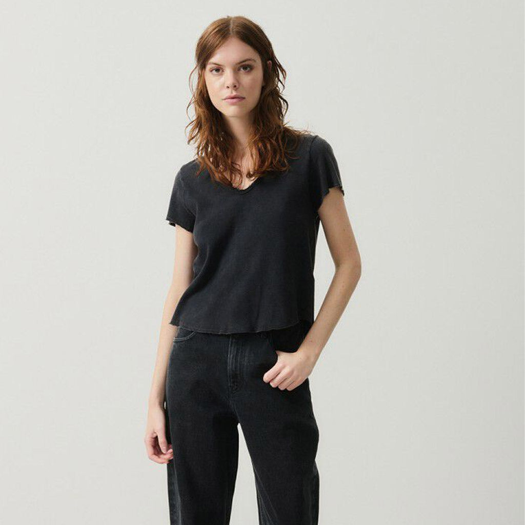 American Vintage Sonoma Cotton V Neck Tee - Vintage BLACK - Collector Store
