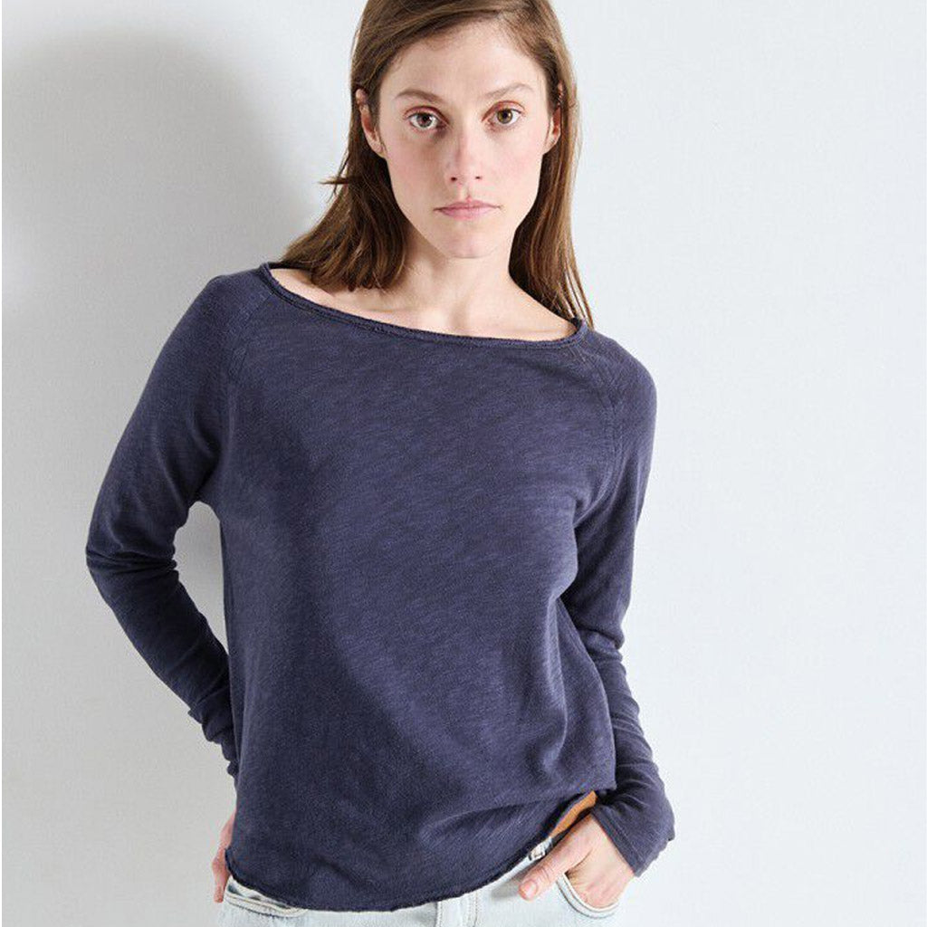 American Vintage Sonoma L/S Round Neck Tee - vintage navy blue - Collector Store