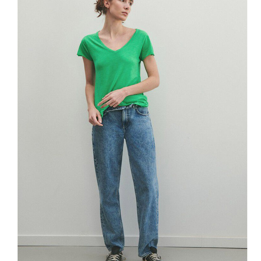 American Vintage Jacksonville V Neck Tee - Vintage Menthol - Collector Store