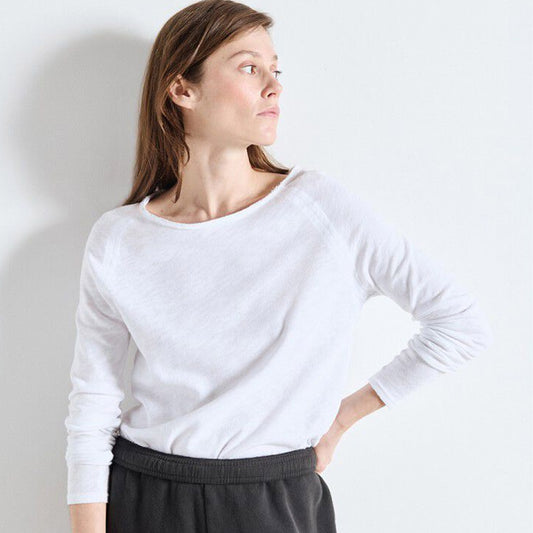 American Vintage Sonoma L/S Round Neck Tee - White - Collector Store Sydney