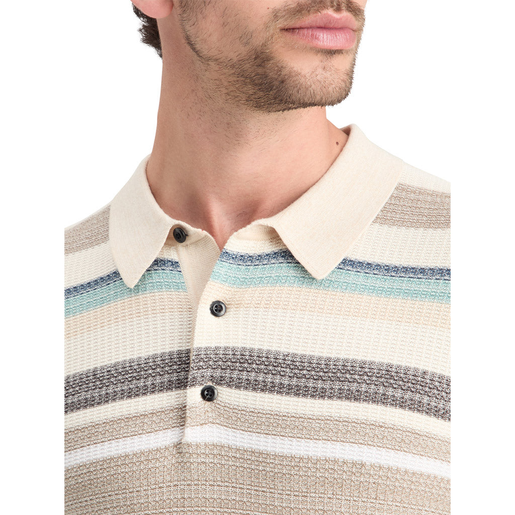 Structured knit polo Multi Stripe - Collector Store