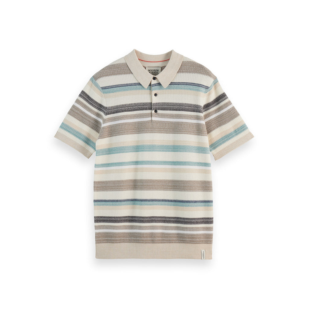 Structured knit polo Multi Stripe - Collector Store