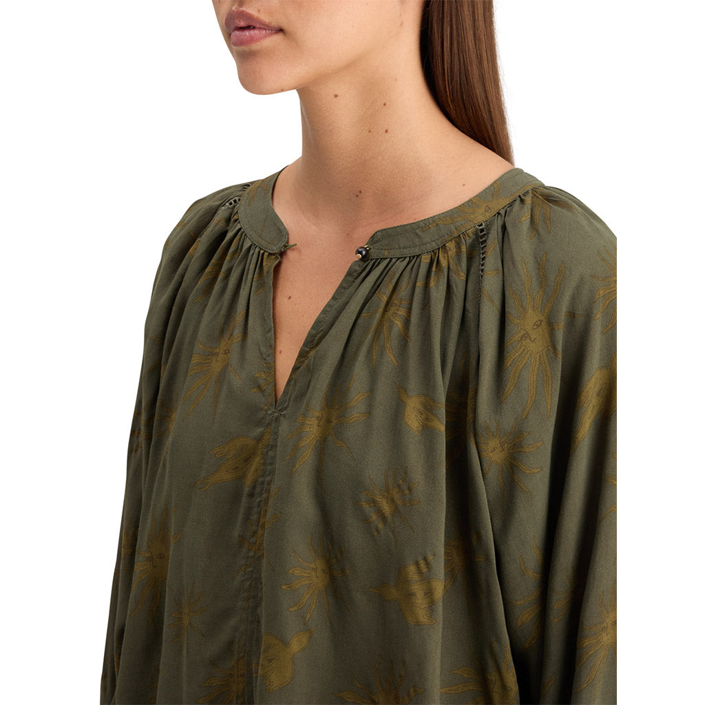 Printed modal peasant top - Collector Store