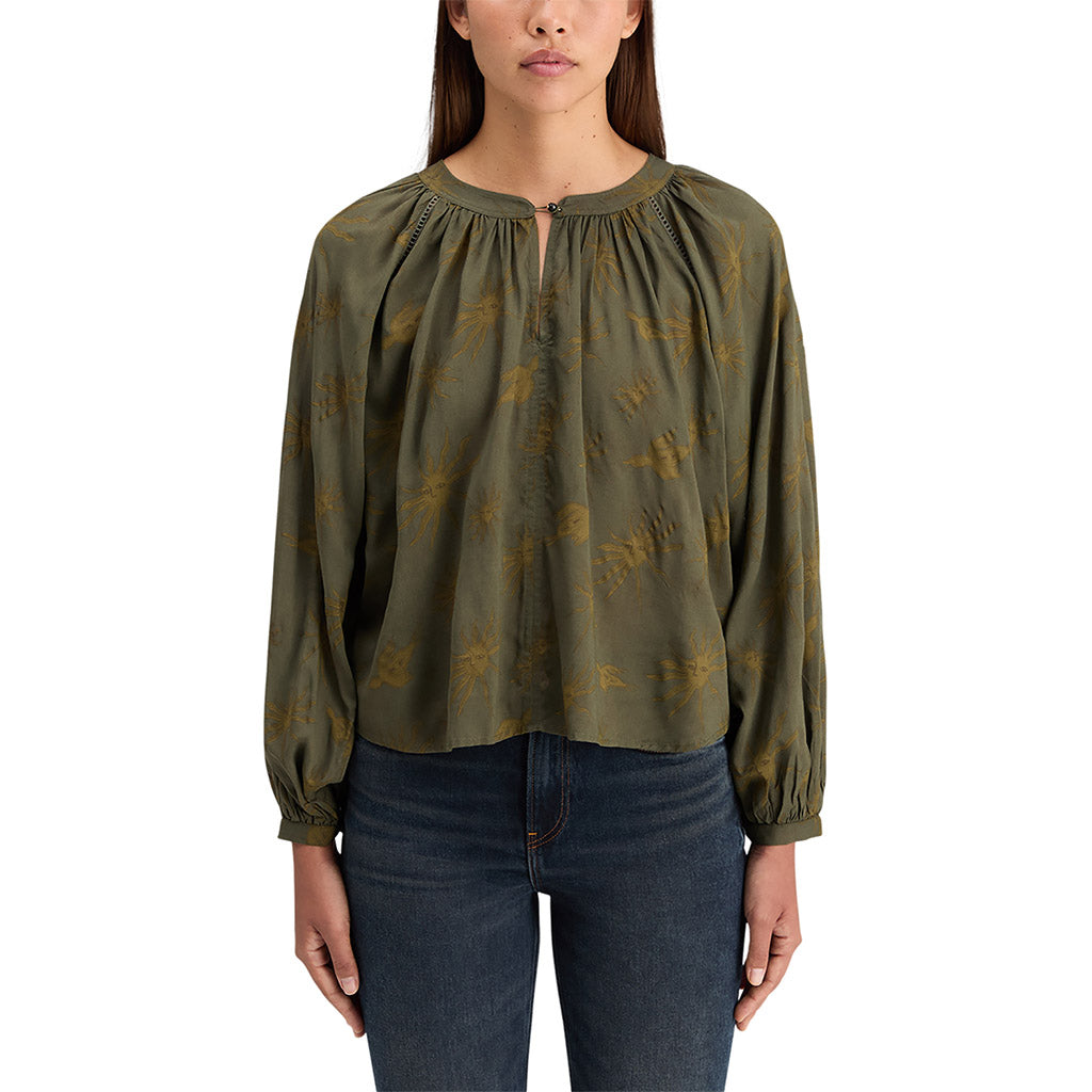 Printed modal peasant top - Collector Store