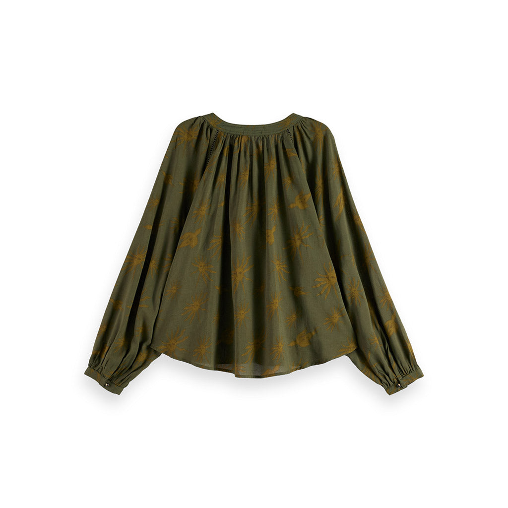 Printed modal peasant top - Collector Store