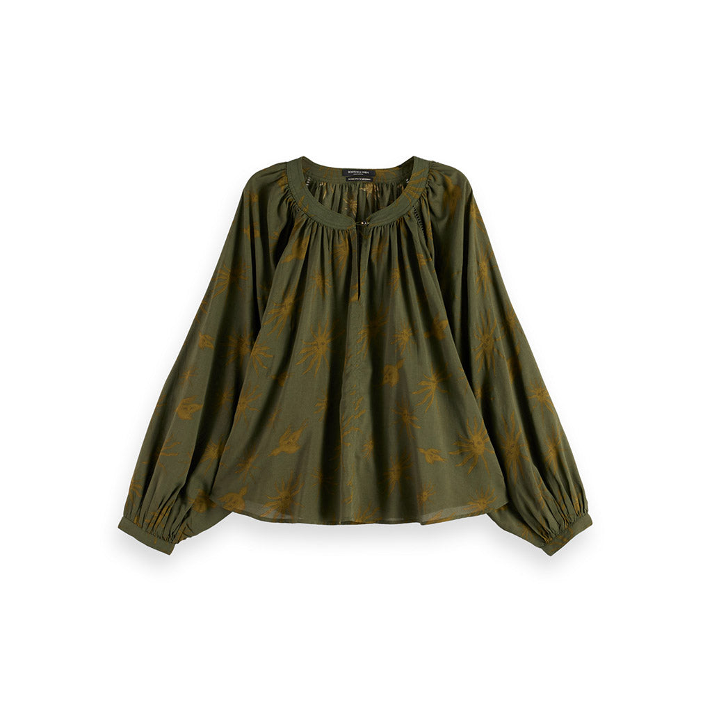 Printed modal peasant top - Collector Store