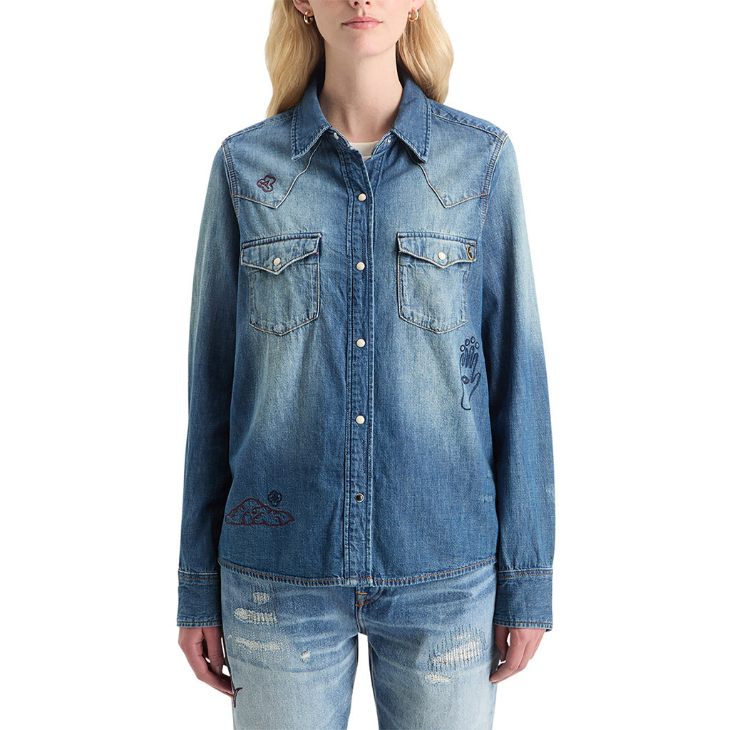 Washed denim western shirt - Collector Store